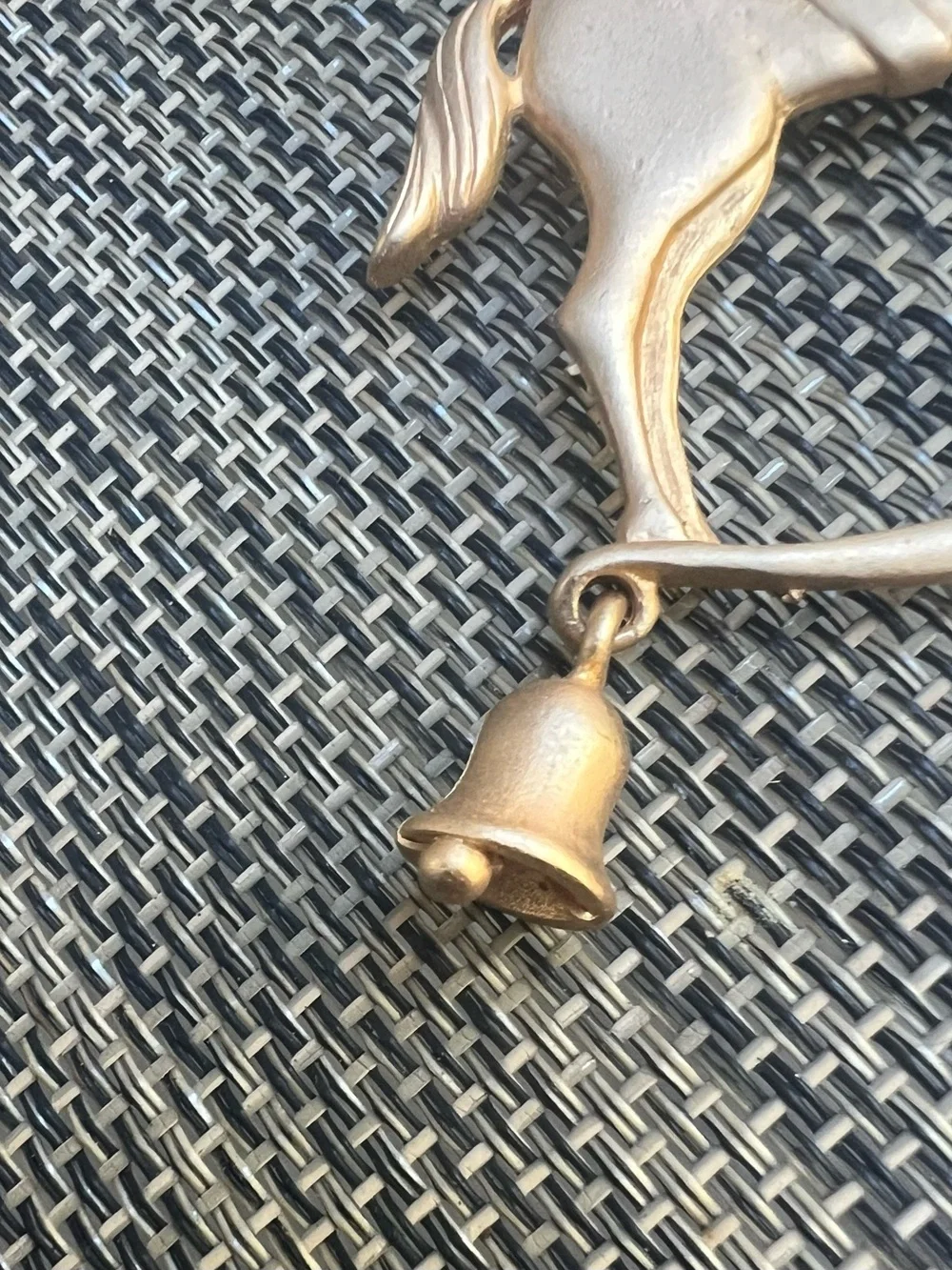 Gold Horse Carousel Brooch with Train & Block Charms